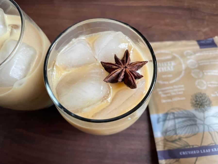 This coconut kratom iced tea is creamy and refreshing - it's the perfect caffeine-free thai iced tea recipe.