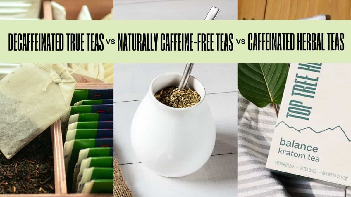 Decaffeinated tea vs. naturally caffeine free tea vs. caffeinated herbal tea