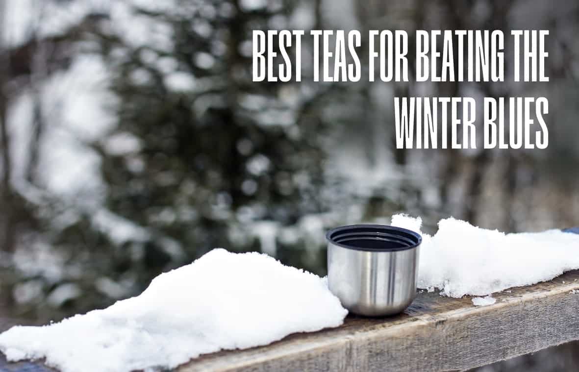 Thermos of the best tea for winter out in the snow.